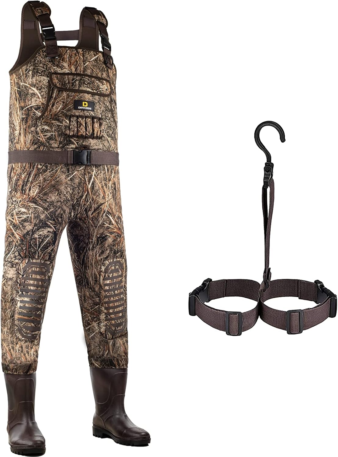 DRYCODE Waders for Men with Boots, Waterproof Neoprene Camo Chest Waders ​for Women, Fishing Waders and Insulated Waders