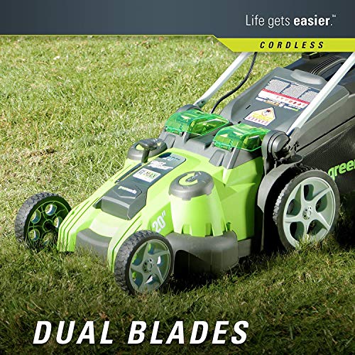 Greenworks 25302 20-Inch 40V Twin Force Cordless Lawn Mower, 5.0Ah