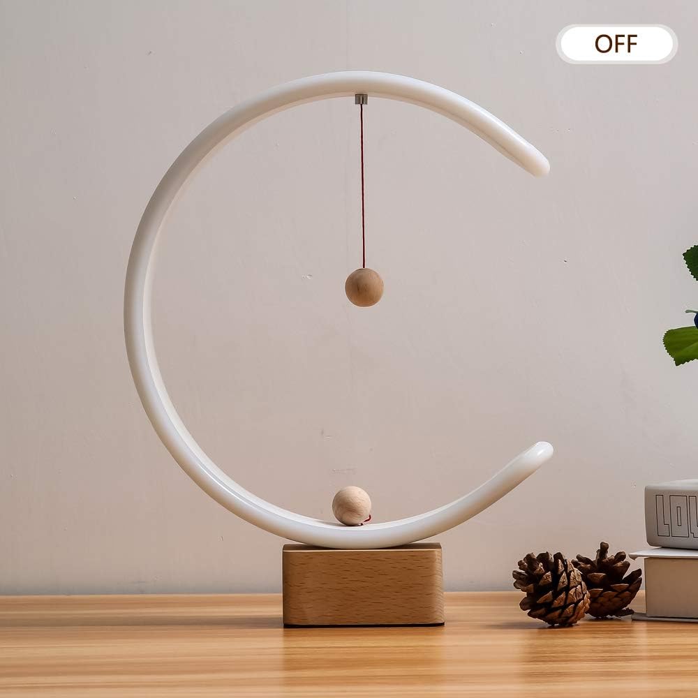 Heng Balance Lamp Switch on in mid-air USB Powered LED Table lamp Warm Eye-Care Designer Desk lamp ,Contemporary Soft Light Office Modern Home Dorm Bedside Gift lamp (Wood)