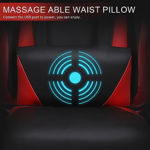 Ergonomic Gaming Chair with Footrest Racing Style, Grey and Black Gaming Chair with Massage,Computer Video Gaming Chair for Adults Comfortable