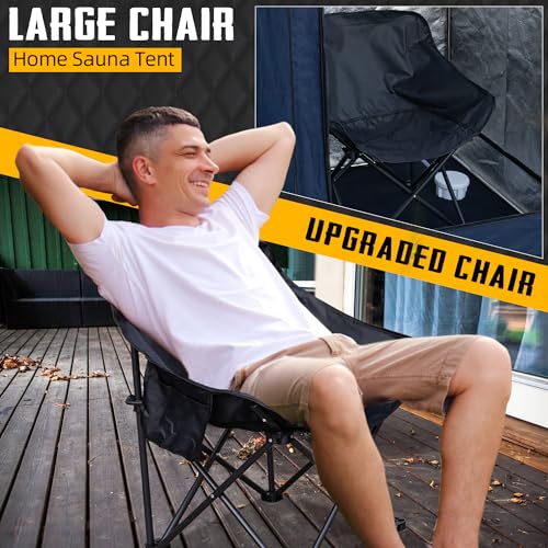 Large Portable Steam Sauna, 3L Steamer Portable Sauna Box for Home, Personal Sauna with Big Sauna Chair, Remote Control, Foot Massager, 3.2’ x 3.2’ x 6.0’, Navy Blue
