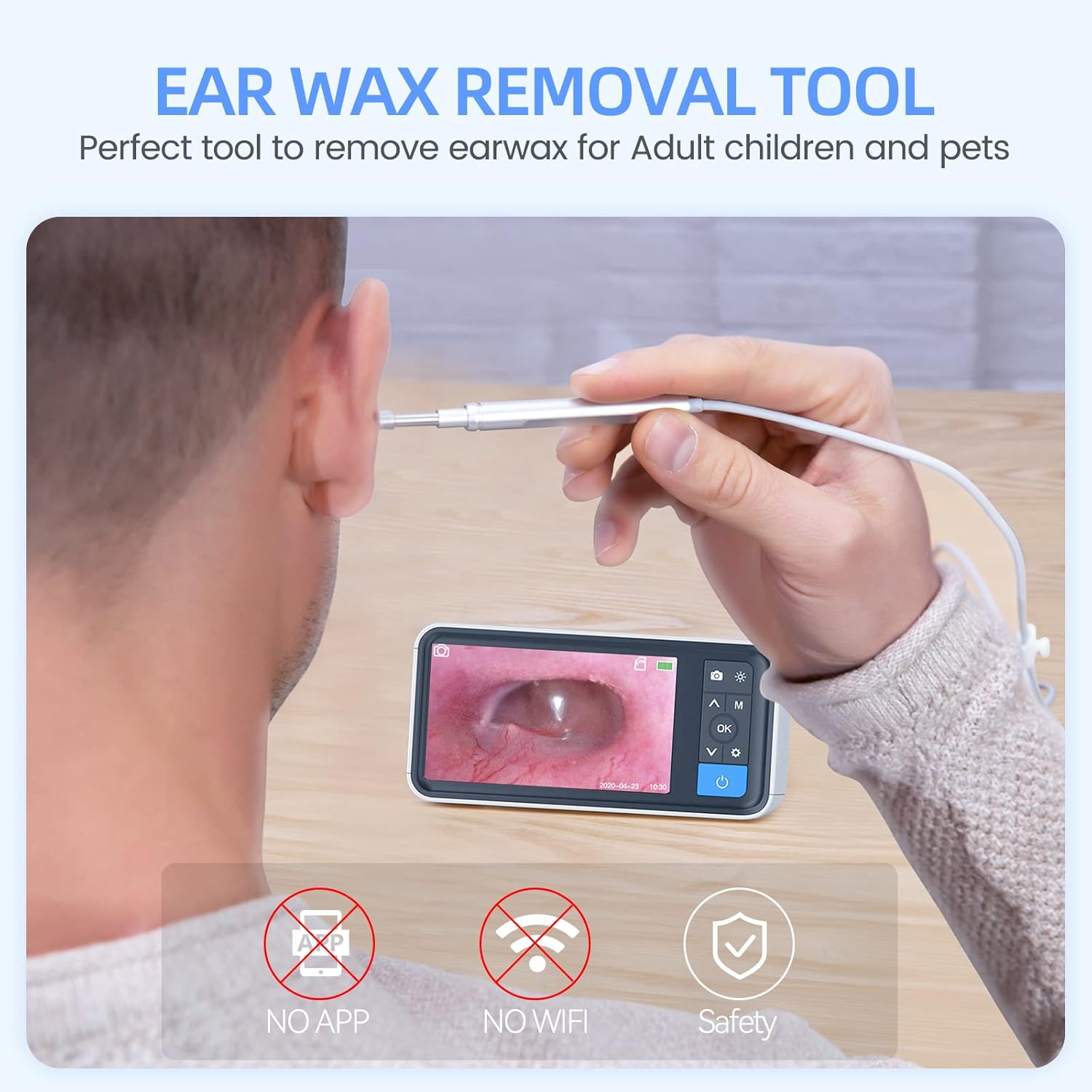 Otoscope Ear Cleaning Camera, 1080P HD Pro Ear Camera and Wax Remover, Ultra Thin Ear Cleaner with IPS Screen, Adjustable Ear Light Otoscope, Include 32G FT Card, No Phone Needed