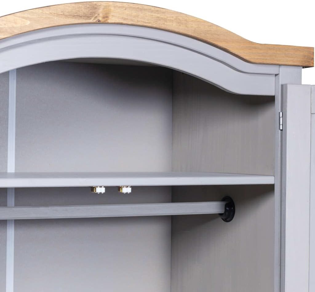 Cabinets & Storage-Wardrobe Mexican Pine Corona Range 2 Doors Grey-Furniture