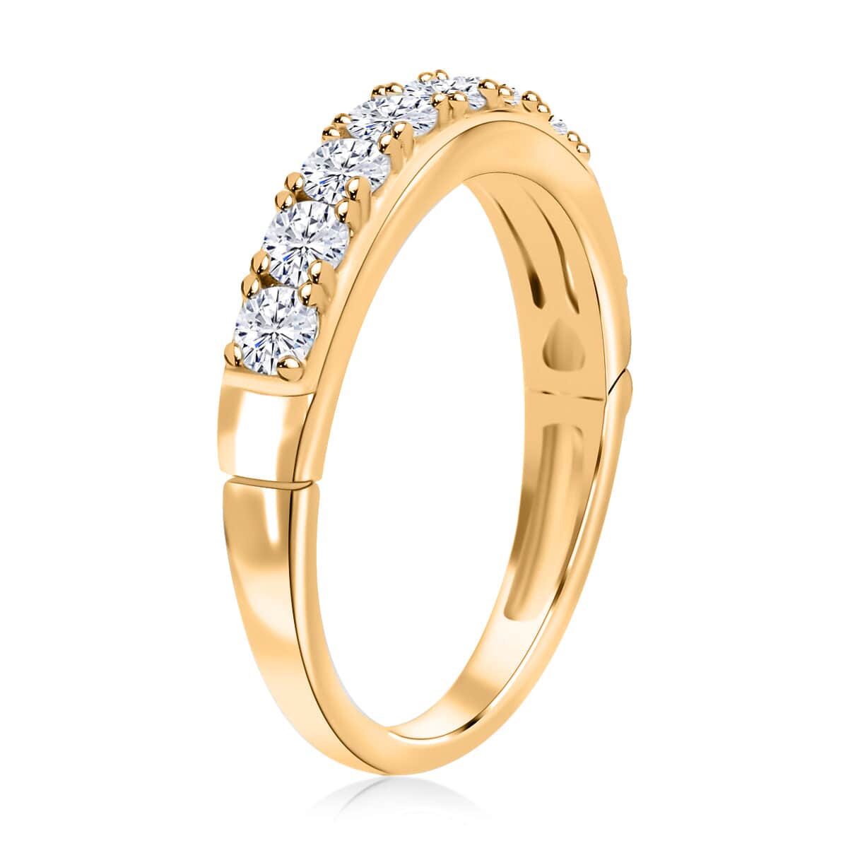 Shop LC Moissanite Round 925 Sterling Silver Vermeil Yellow Gold Plated Eternity Band Ring for Women Jewelry Size 9 Ct 0.82 Birthday Gifts