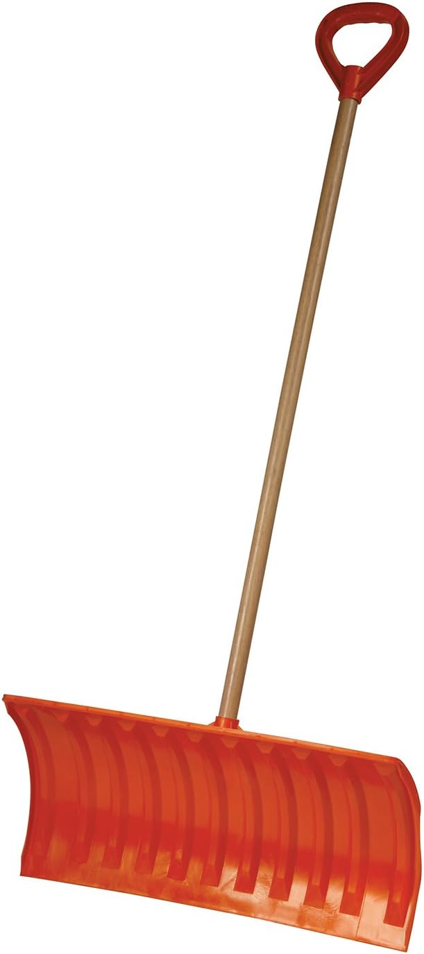 Emsco Group 2953 Bigfoot 25" Poly Pusher Wooden Handle 1280 Snow Shovel, Orange Pack of 2