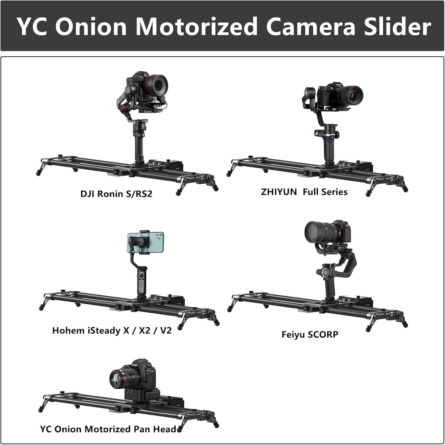 YC Onion Motorized Camera Slider 120cm/47''Camera Rail with APP Control Carbon Fiber,3-4 or 5 Axis Video Slider Dolly Track Motion Rail Compatible with Ronin S and RS2 Stabilizer and Zhiyun Stabilizer