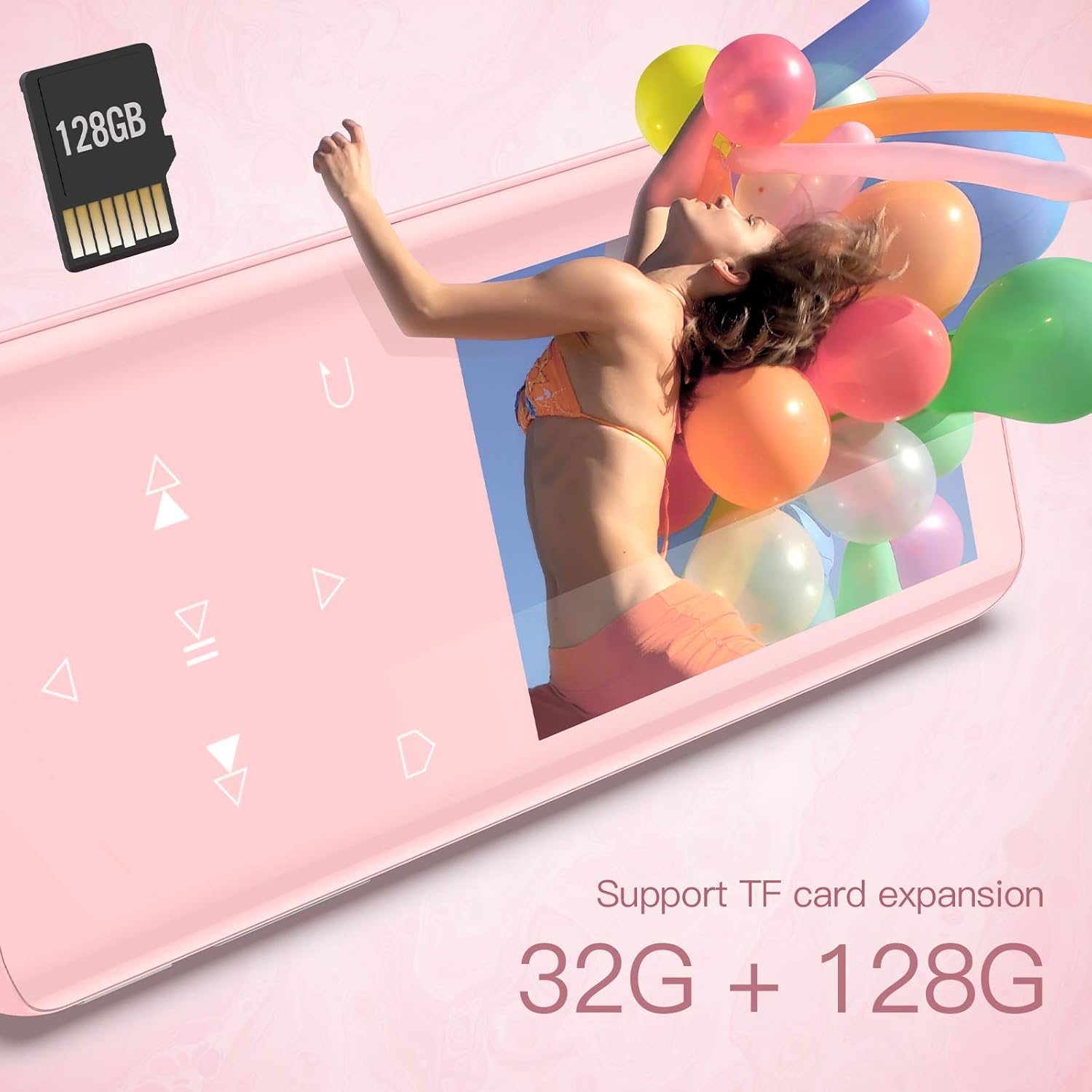 32GB MP3 Player with Bluetooth 5.0, AGPTEK A17X 2.4" Curved Screen Music Player with Speaker Lossless Sound with FM Radio, Voice Recorder, Supports up to 128GB Pink Pack of 2