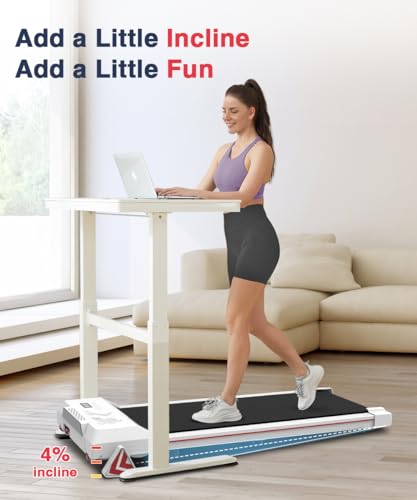 Redliro Walking Pad with Incline, Under Desk Treadmill for Home, Compact Walking Pad for Small Space, Portable Treadmill with Remote Control & Free Installation