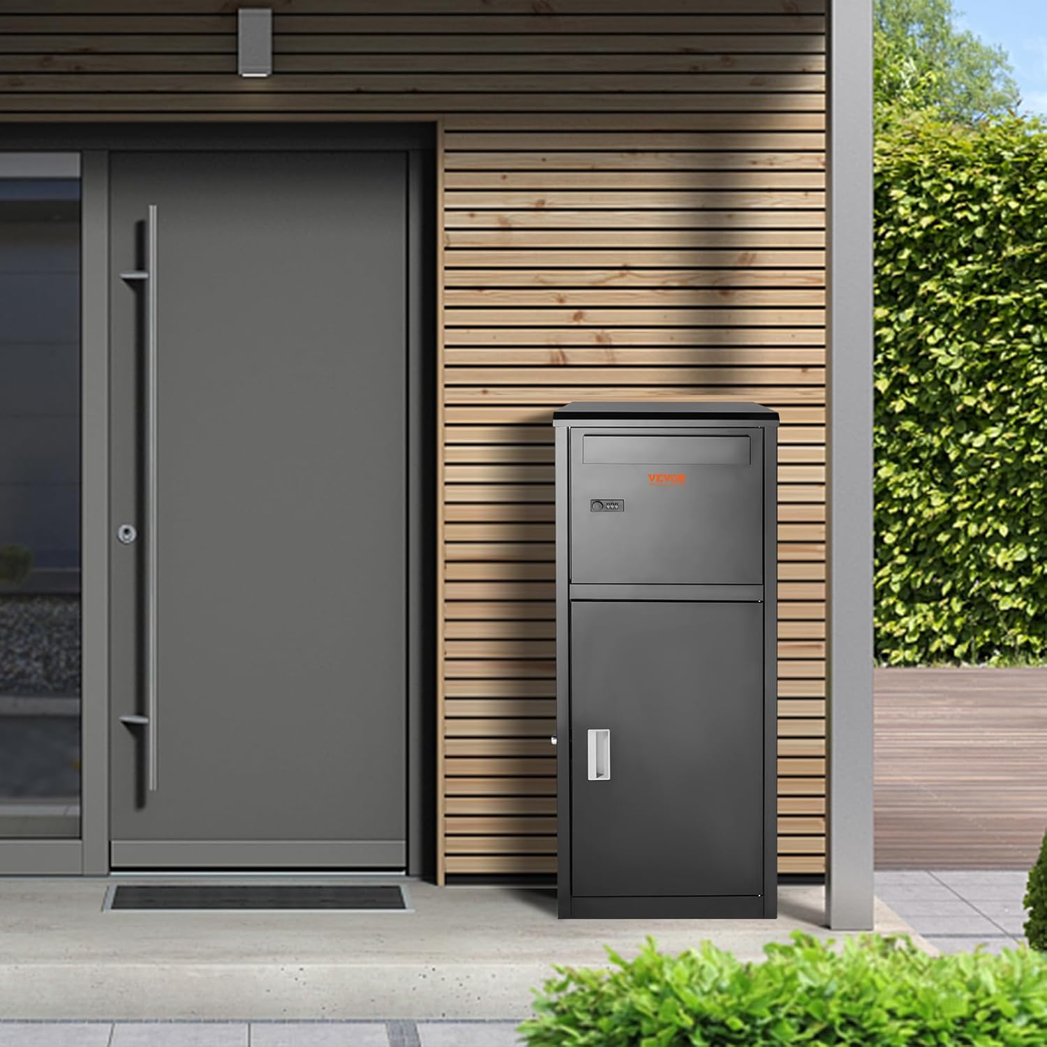 VEVOR Package Delivery Boxes for Outside 16.2"x15.8"x44", Galvanized Steel Package Delivery Box with Coded Lock, Removable Anti-theft Baffle, IPX3 Waterproof Parcel Drop Box for Outside, Porch