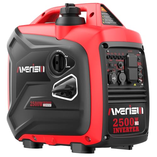 2500-Watt Gas Powered Portable Inverter Generator, CO Sensor, Super Quiet for Home Backup, Emergency, Camping, EPA Compliant 2025 Version