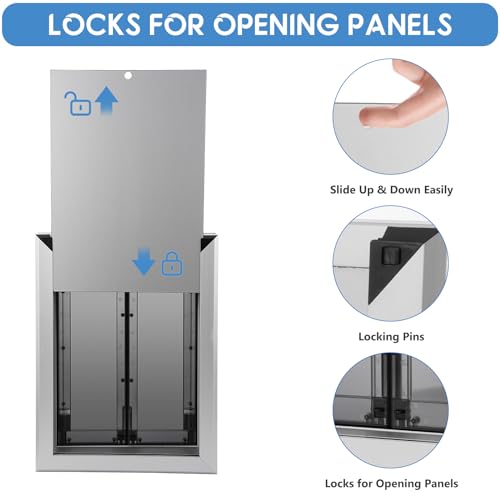 Large Dog Door, Weatherproof Aluminum Dog Door with Automatic Closing Double Panels Easy to Install Pet Door for Large Dogs and Cats, Closing Panel Included