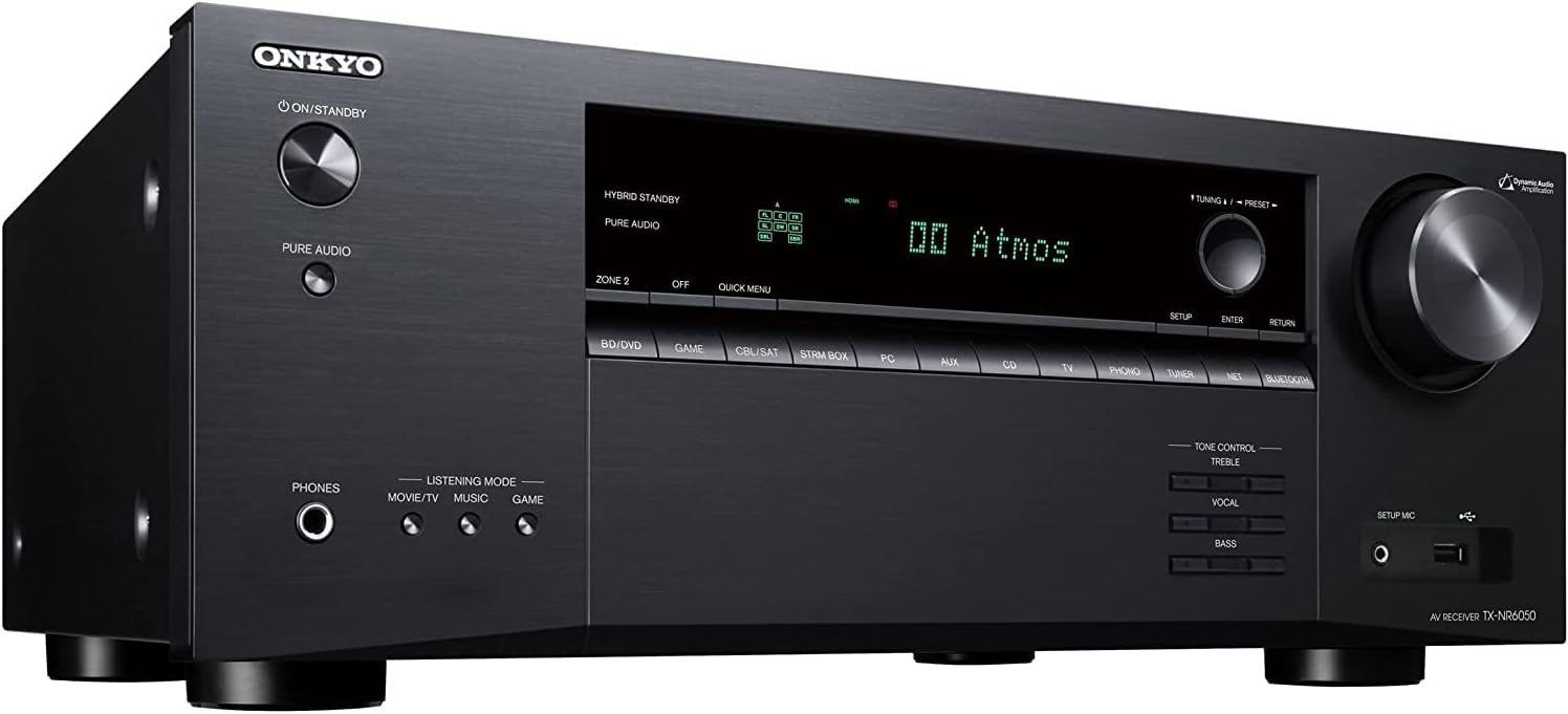 Onkyo TX-NR6050 7.2 Channel Network Home Theater | Smart AV Receiver | 8K/60, 4K/120Hz | 90W | HDR | VRR | DTS | Dolby Atmos | ALLM | QFT | Includes Kwalicable Micro SD Card & Cleaning Cloth