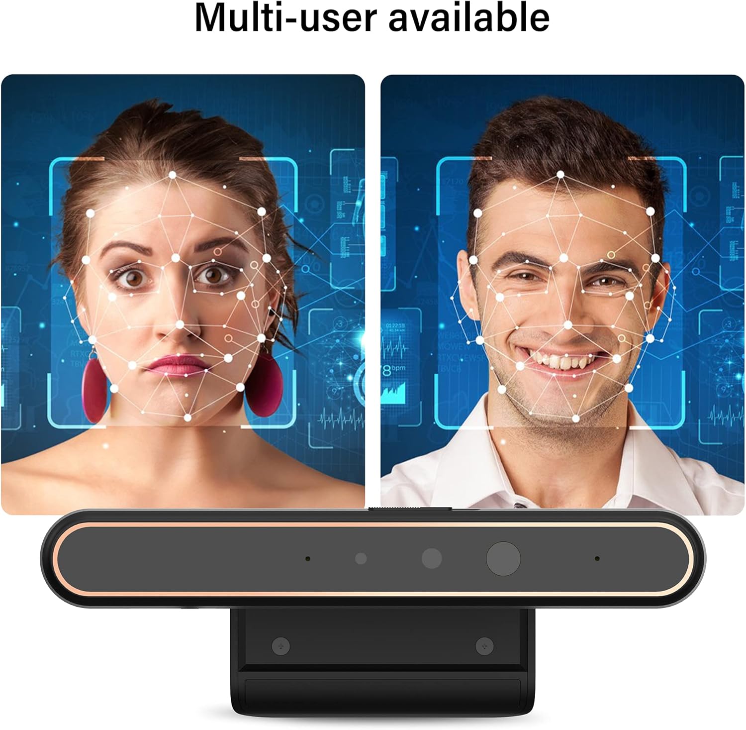 IPTNIC Webcam, Windows Hello Face Recognition Webcam for Instant Login with Windows 10,USB IR Camera with Privacy Cover,Dual Microphones,1080P Business Camera for Video Calling,Online Conference Pack of 2