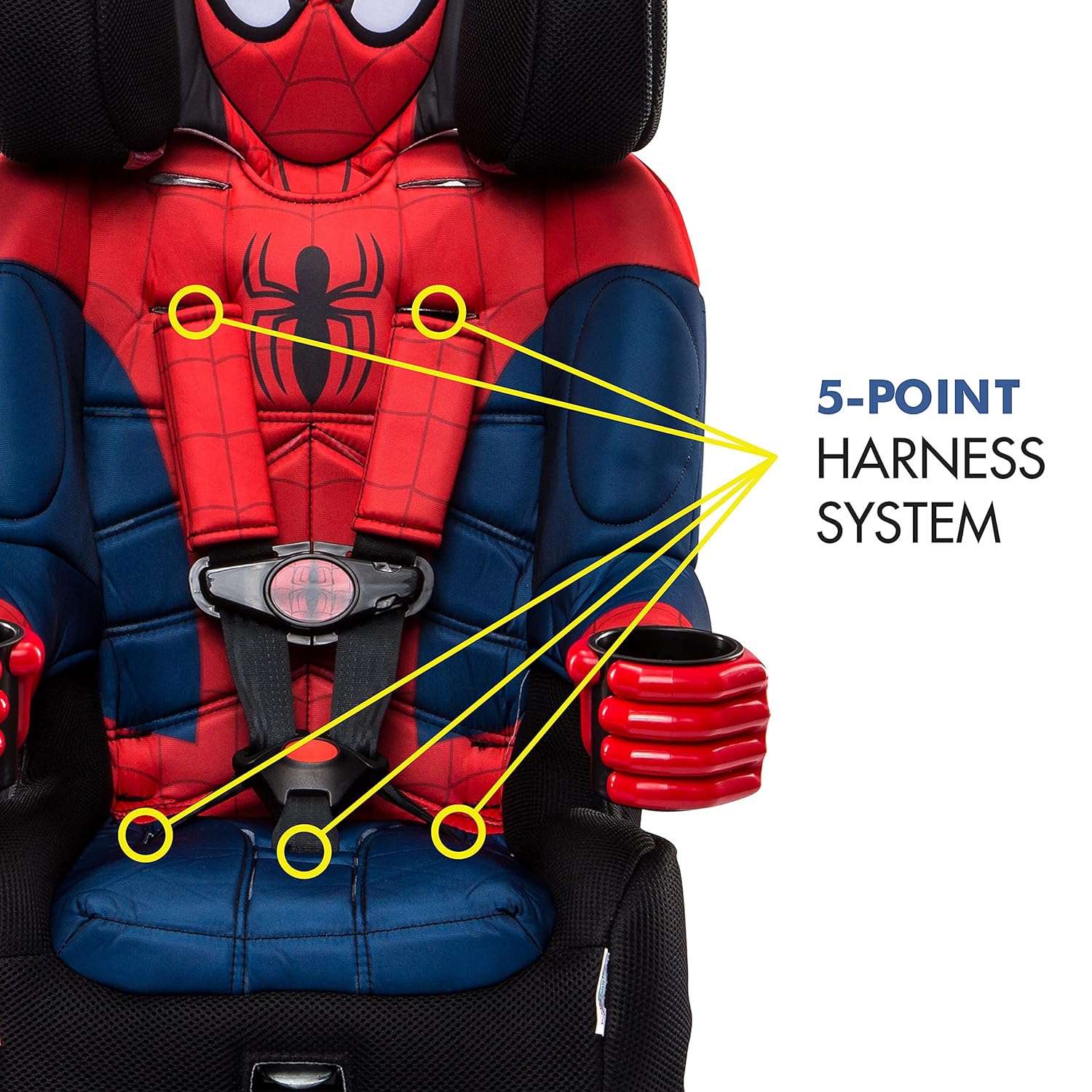 KidsEmbrace Marvel Spider-Man 2-in-1 Harness Booster & DC Comics Batman High Back Booster Car Seats, 2 Modes