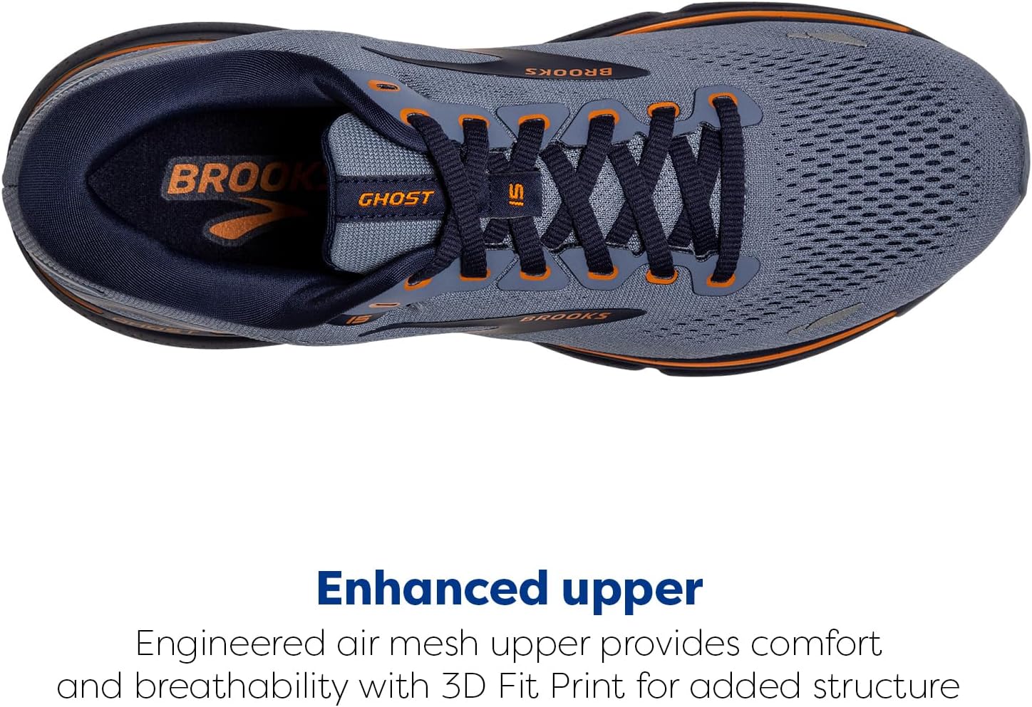 Brooks Men's Ghost 15 Neutral Running Shoe - Flintstone/Peacoat/Oak - 12.5 Wide