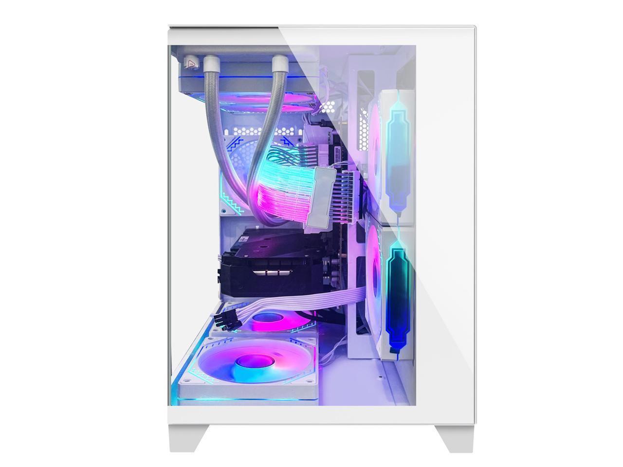 Orangexin Pontos Gaming PC -AMD Ryzen7 5700G 3.8GHz ,Radeon RX 6500XT 4G,32GB DDR4 RAM,1TB M.2 PCIe SSD Desktop, Liquid Cooler, WIFI, RGB Fans, HDMI,Bluetooth,Windows 11 Pro-White