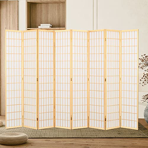 8 Panel Room Divider, Japanese Room Divider, Shoji Screen Room Divider, Folding Screen, Japanese Style, 5.6 Ft, Black