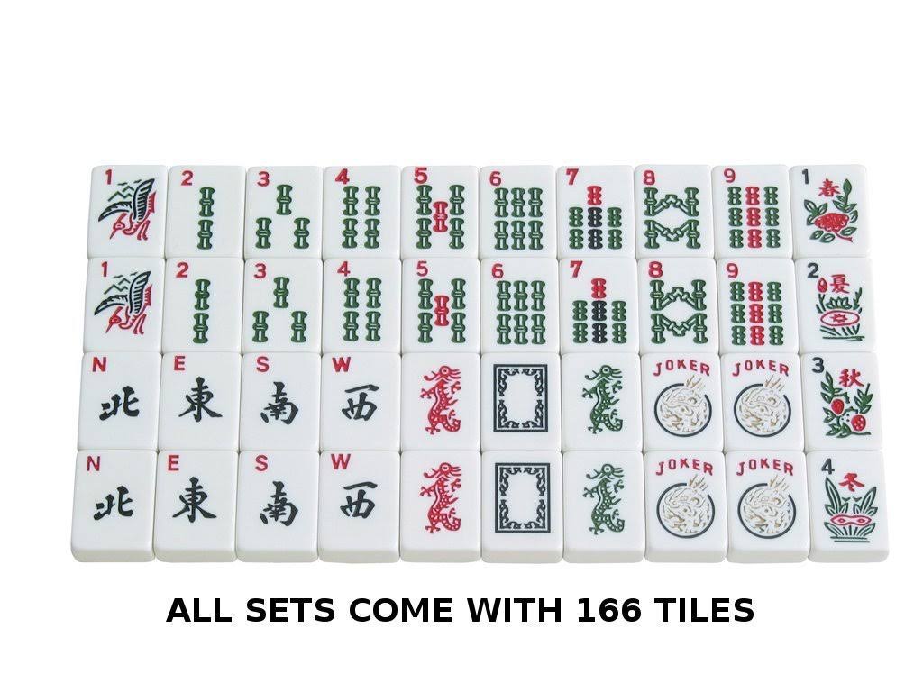 White Swan mAh Jongg Set Wheeled Aluminum Case White Tiles Pusher Arms American Mahjong Game Red
