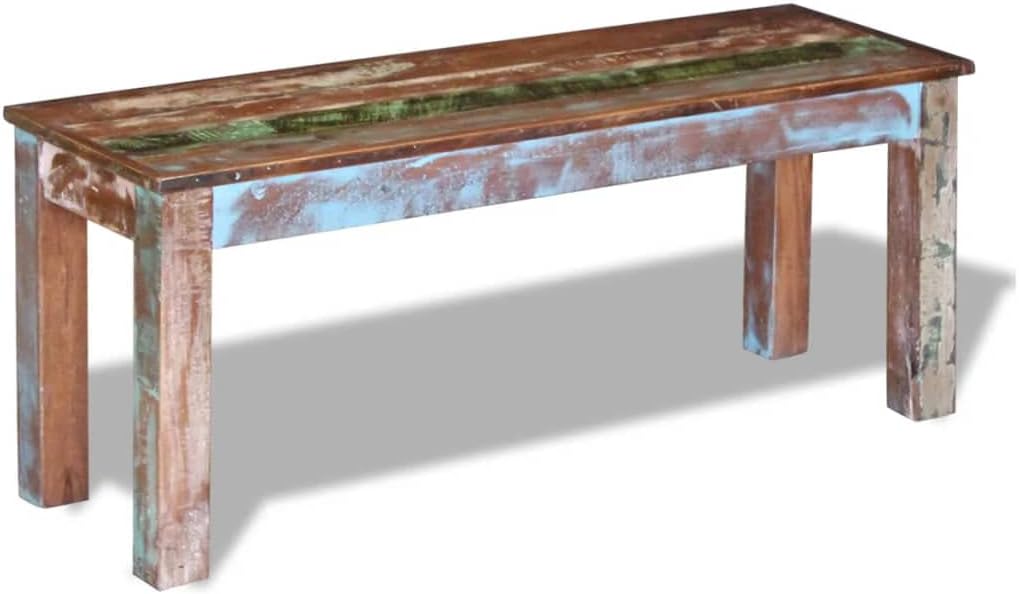 Bench,Dining Bench,Window Bench,Piano Bench,Shoe Bench,Porch Bench,Hall Bench,Antique Style,for Kitchen, Living Room, Indoor Bench,Backyard,Solid Reclaimed Wood 43.3"x13.8"x17.7"