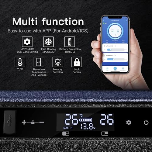 BODEGACOOLER 12 Volt Car Refrigerator, RV Car Fridge Dual Zone APP Control, Portable Freezer,121 Quart (115L) -4℉-68℉ RV Electric Compressor Cooler 12/24V DC &100-240V AC for Outdoor, Camping, Travel