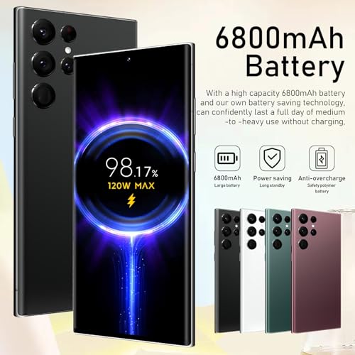JOCSEN A24 Ultra Unlocked Smartphone,8+512GB Android 13 Smartphone Unlocked Cell Phones, 6.8" HD Screen Battery 6800mAH with Build-in Pen/Face ID/Fingerprint Lock/Dual SIM Phone