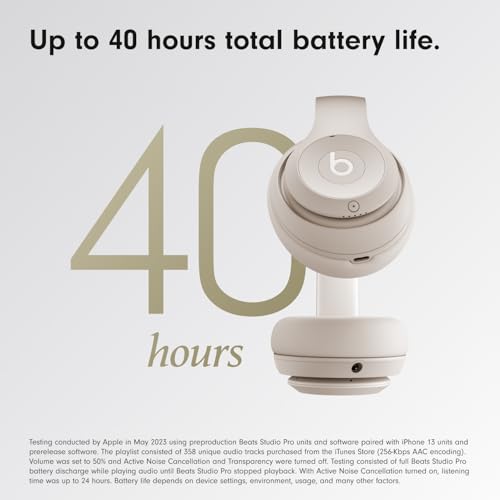 Beats Studio Pro - Wireless Bluetooth Noise Cancelling Headphones - Personalized Spatial Audio, USB-C Lossless Audio, Apple & Android Compatibility, Up to 40 Hours Battery Life - Sandstone