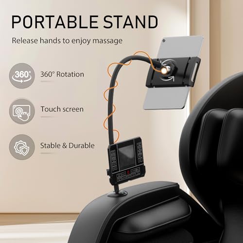 Massage Chair Full Body, Zero Gravity Massage Chair with Auto Modes, Airbag Massage, 6 Fix Point Rollers, Foot Massage, Heating, Touch Screen Controller, Gray Home Relaxation Recliner with Massage