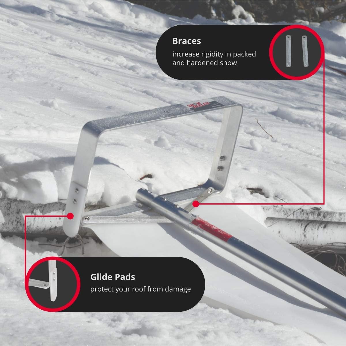SNOWPEELER Premium - Roof Rake for Snow Removal - 30 ft. Reach - Clear Your Roof in No Time - Ideal for Long or Low-Pitched Roofs