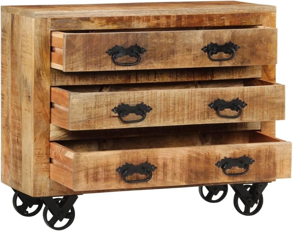 Sideboard with 3 Drawers 31.5"x11.8"x25.6" Solid Rough Wood Mango,Furniture,Cabinets & Storage,Buffets & Sideboards,Brown,26.15kg/57.53ib