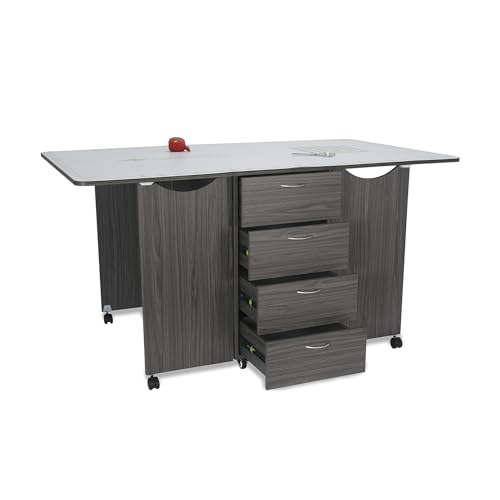 Arrow Sewing Sewing Furniture Kookaburra Cutting Table, Model K3451, Cutting, Quilting, Art and Crafting Table with Storage, Ash White Finish