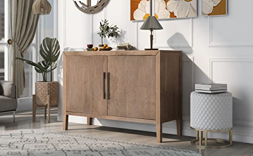 Accent Cabinets Storage Cabinet Sideboard Wooden Cabinet with 2 Metal Handles and 2 Doors for Hallway, Entryway, Living Room Primary Furniture