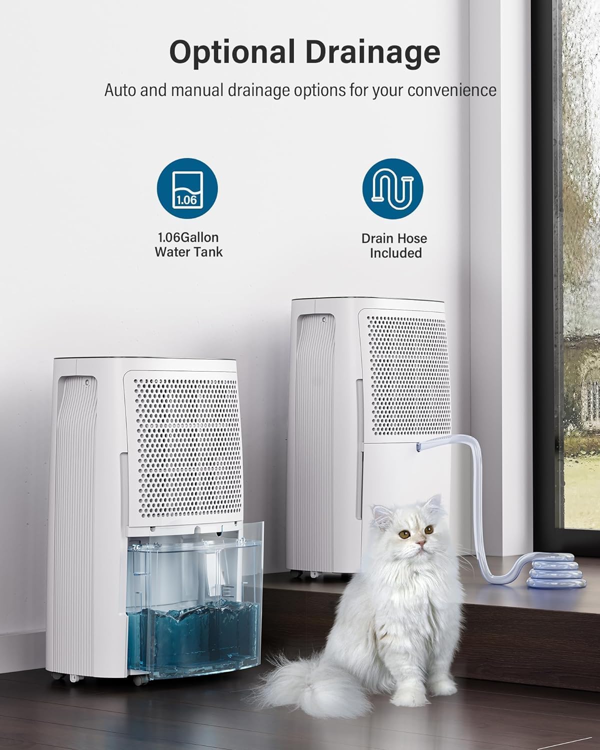50-Pint Dehumidifier for Basement and Large Room - 4500 Sq. Ft, Quiet Dehumidifier for Large Capacity Room Home Bathroom Basements - Auto Continuous Drain Remove Moisture with Child Lock