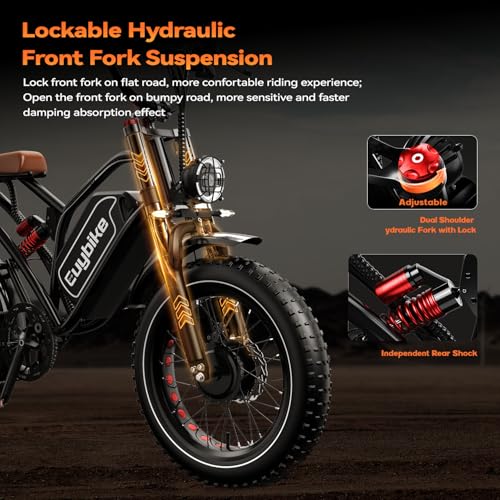 Electric Bike for Adults, 2000W/3000W Peak Single/Double Motor with 48V/52V 25AH/30AH Battery, 20"x4.0" Fat Tires 35MPH/37MPH Ebike, Dual Hydraulic Disc Brake Full Suspension Electric Bicycle