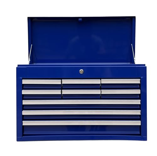 Workington Professional Industrial Portable Metal Tool Chest with 9 Drawers, 26" 9-Drawer Tool Chest Cabinet with Ball Bearing Drawer Slides, Steel Tool Storage Box Organizer 4016 Black
