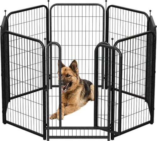 Metal Dog Playpen, 40 Inch Height 16 Panels, Large Dog Fence for Large/Medium/Small Dogs Indoor & Outdoor Bliss, Perfect Dog Pen for Camping, Yard, and RV | Black-Silver