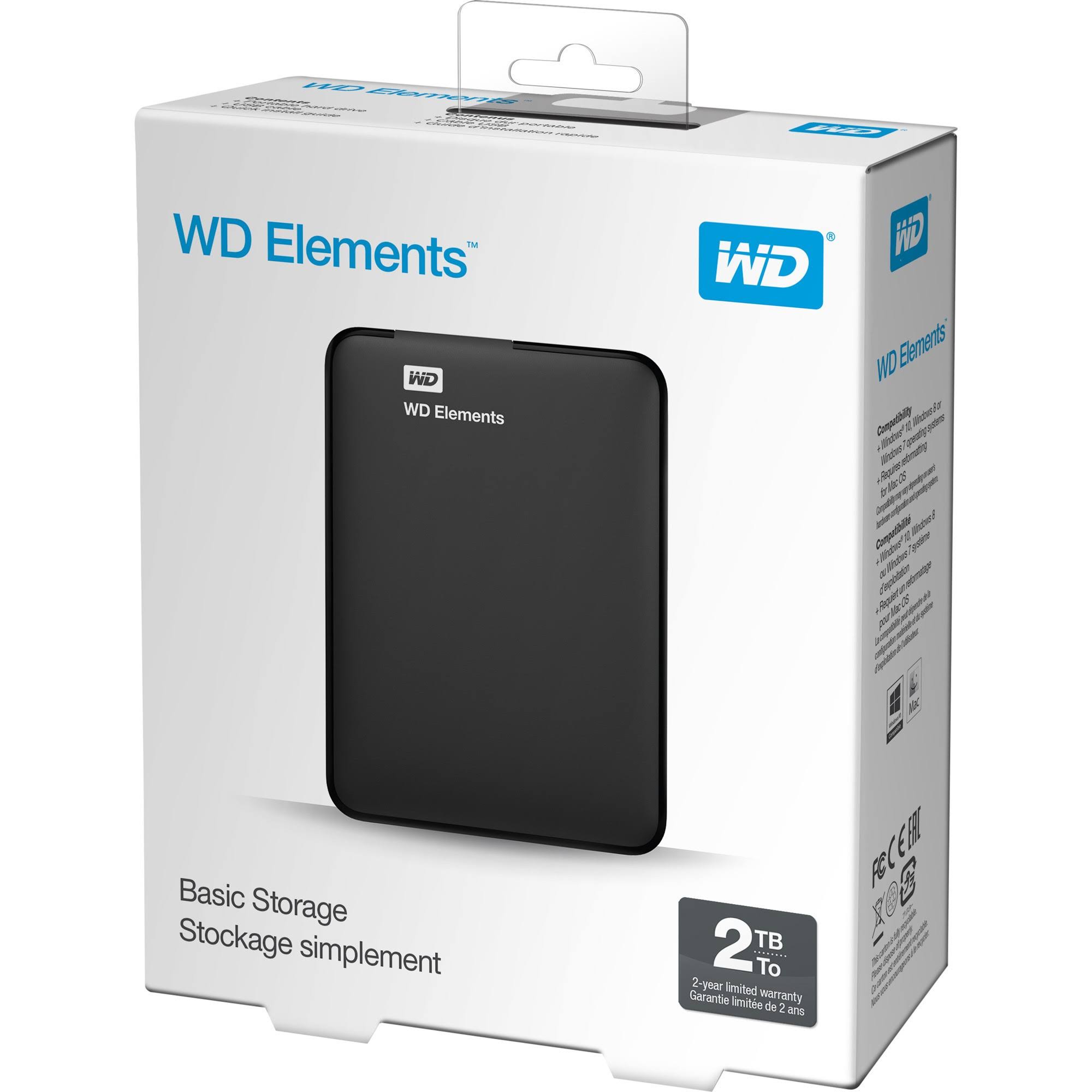 2TB WD Elements USB 3.0 High-Capacity Portable Hard Drive for Windows (wdbu6y0020bbk-wesn)
