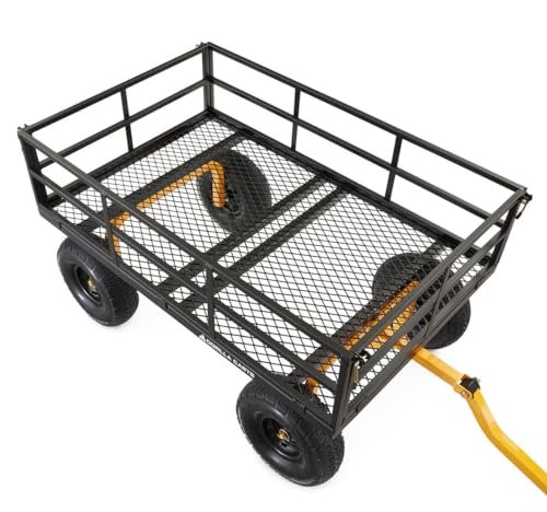 Gorilla Carts 1000 Pound Capacity Heavy Duty Steel Mesh Versatile Utility Wagon Cart with Easy Grip Handle for Outdoor Hauling and Gardening, Gray
