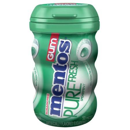 Perfetti Van Melle Mentos Pure Fresh Spearmint Gum - 24 per CASE.