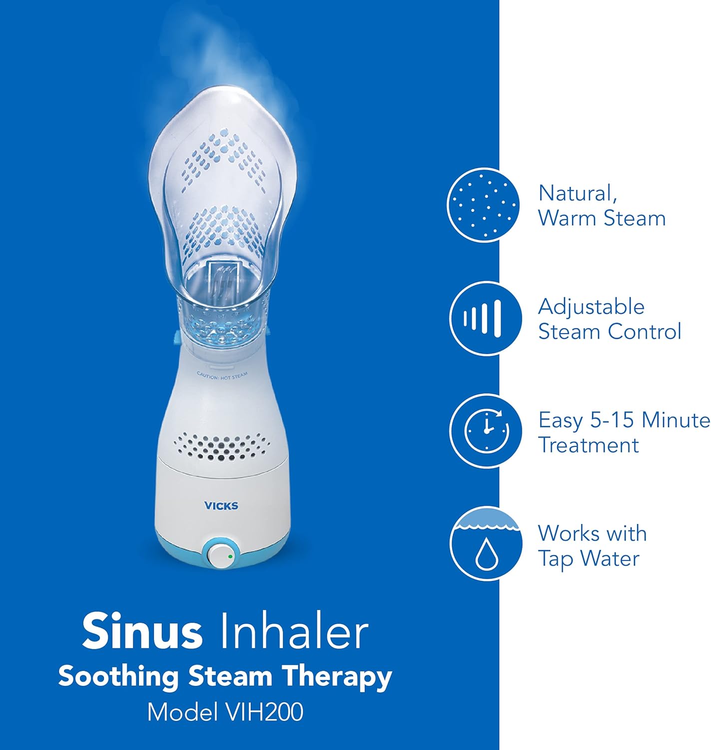 Vicks Personal Sinus&nbsp;Steam Inhaler&nbsp;with Soft Face Mask &ndash;&nbsp;Face Humidifier&nbsp;with Targeted Steam Relief Aids with Sinus Problems, Congestion and Cough