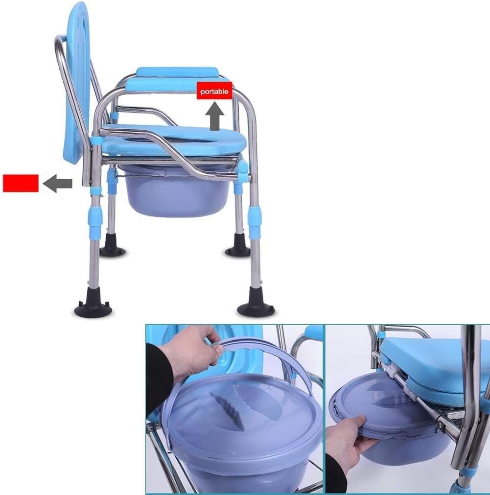 KOHARA Commode Chair, Bedroom Toilet, Multi Function Foldable Bedside Toilet, Adjustable Mobile Toilet Safety Frame