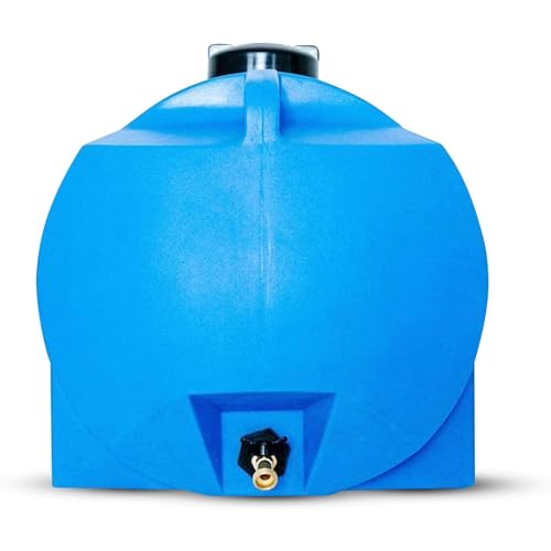 35 Gallon Utility Water Tank with Large Cap for Easy Filling, 3/4 Inch Brass Spigot, 2 Built in Strapping Points and 2 Handles, Blue