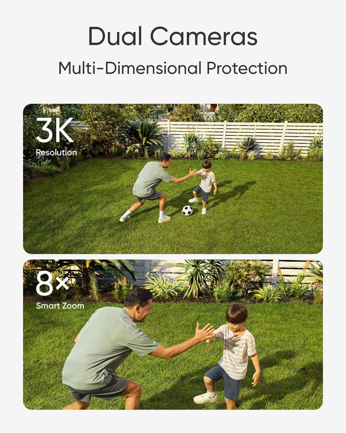 eufy Security Floodlight Camera E340, Wired Camera, 3K+2K Dual Camera, 360° Pan and Tilt, Dual-Band Wi-Fi, HomeBase 3 Compatible, Local Storage, No Monthly Fee