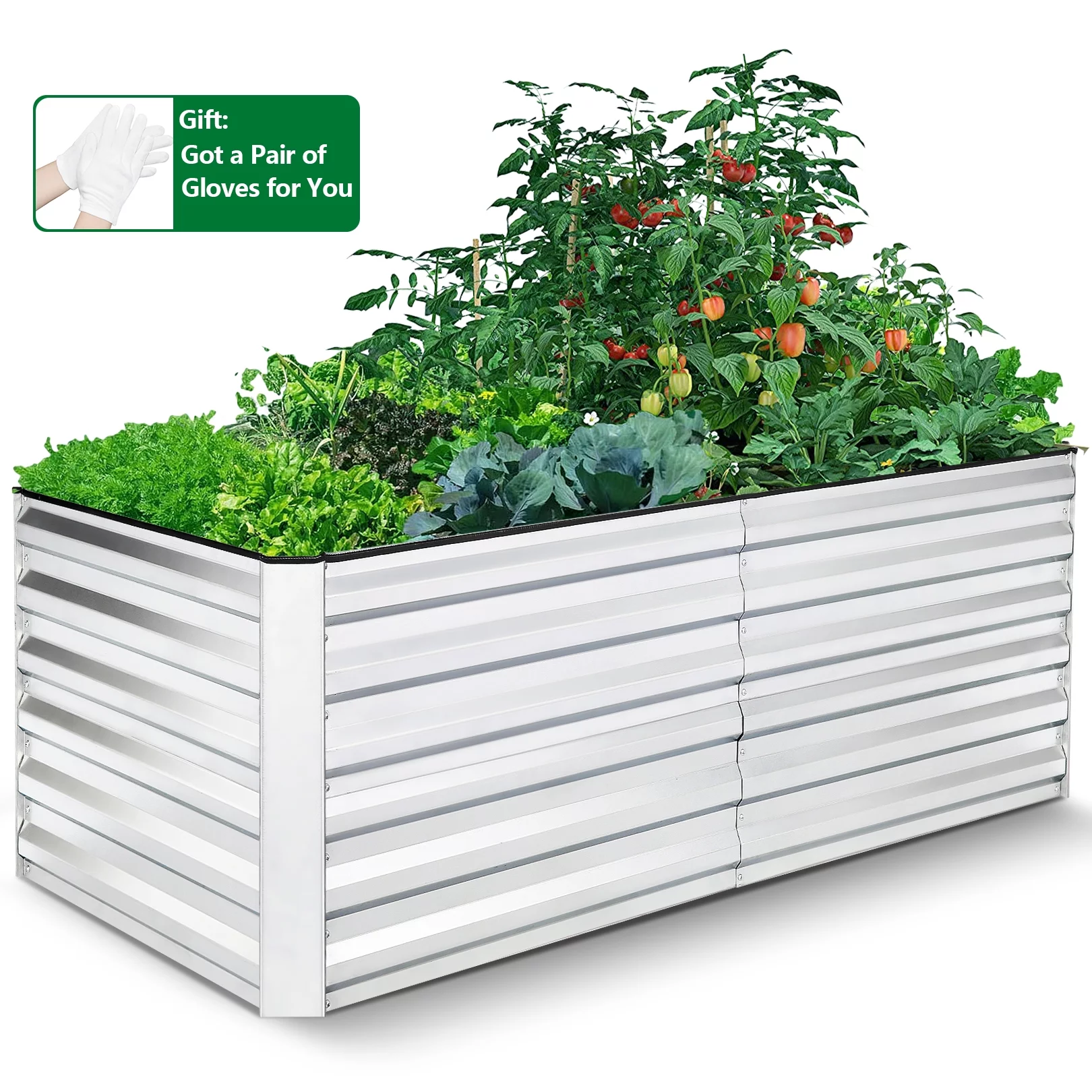 SEJOV Galvanized Raised Garden Beds 6ftx3ftx2ft Large Metal Garden Beds Galvanized Steel Planter Box for Vegetables Flowers Herbs