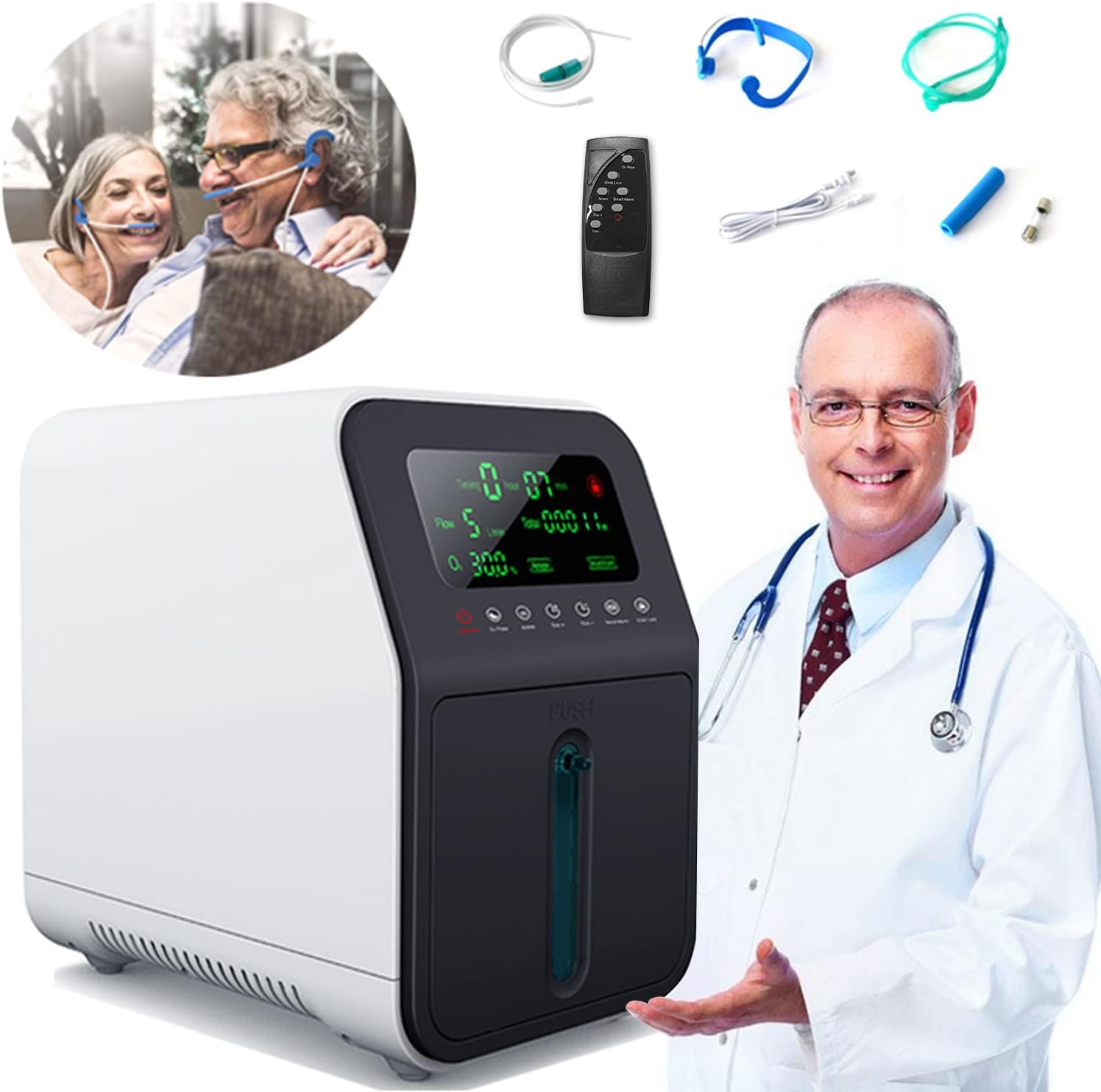 Oxygen Concentrator Home Care Portable Oxygen Generator Low Operation Noise Air Purifier 1-7L