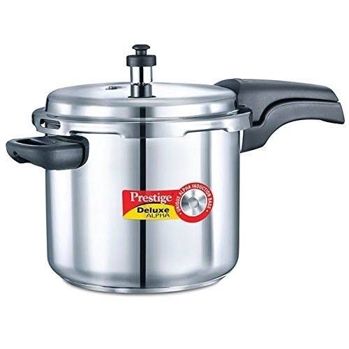Prestige 5.5L Alpha Deluxe Induction Base Stainless Steel Pressure Cooker, 5.5-L