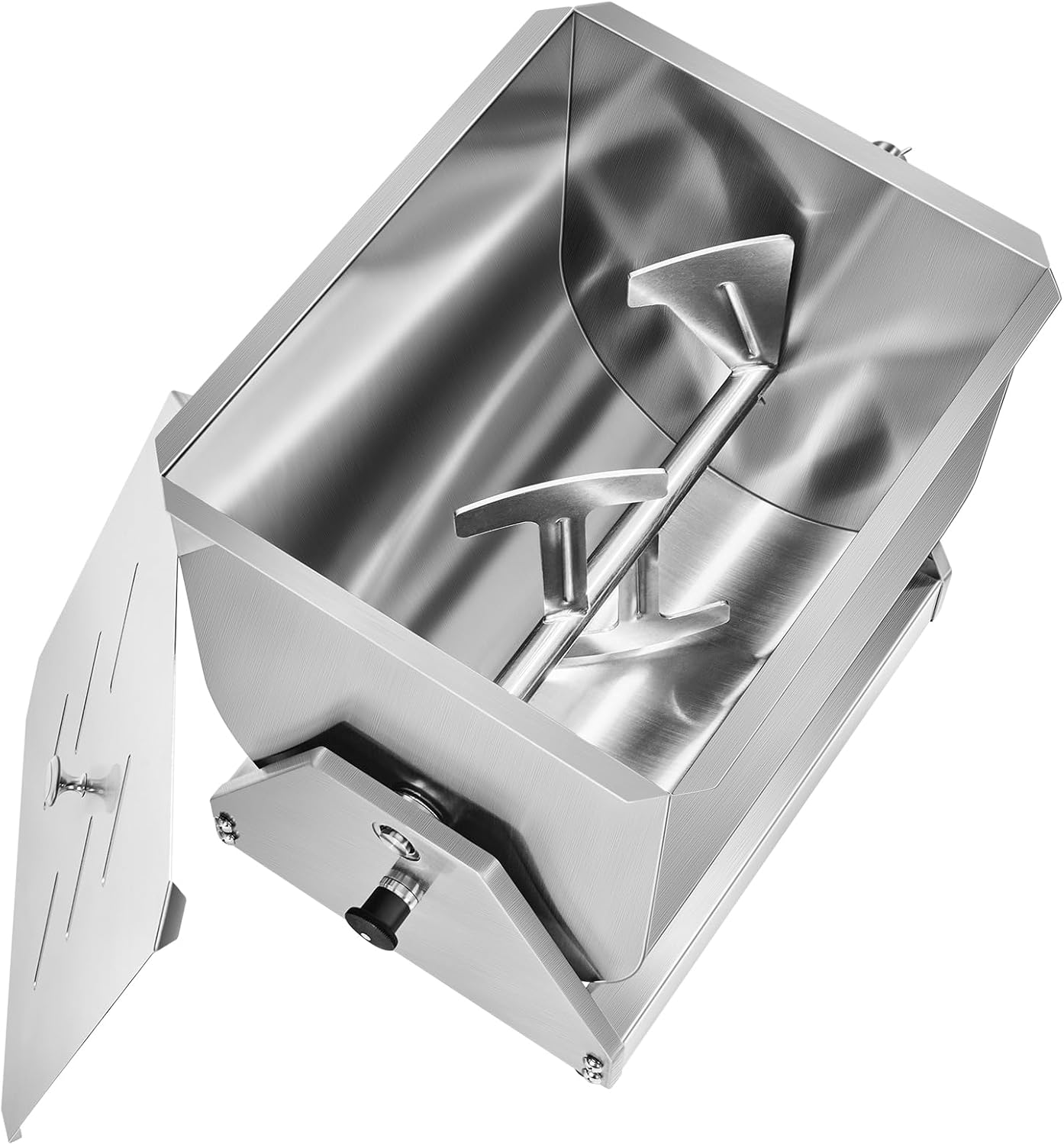 VEVOR Manual Meat Mixer, 30 Pound Capacity Tilt Tank Meat Mixer, Stainless Steel Meat Processing Equipment, Sausage Mixer Machine with Lid and Handle, Ground Beef Hand Mixer, Silver