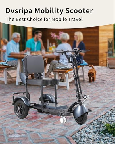 Folding Mobility Scooter Lightweight Mobility Scooters for Seniors,Small Electric Portable Mobility Scooters Handicap Scooters for Adults,20 Miles Long 3 Wheel Mobility Scooter (Black)