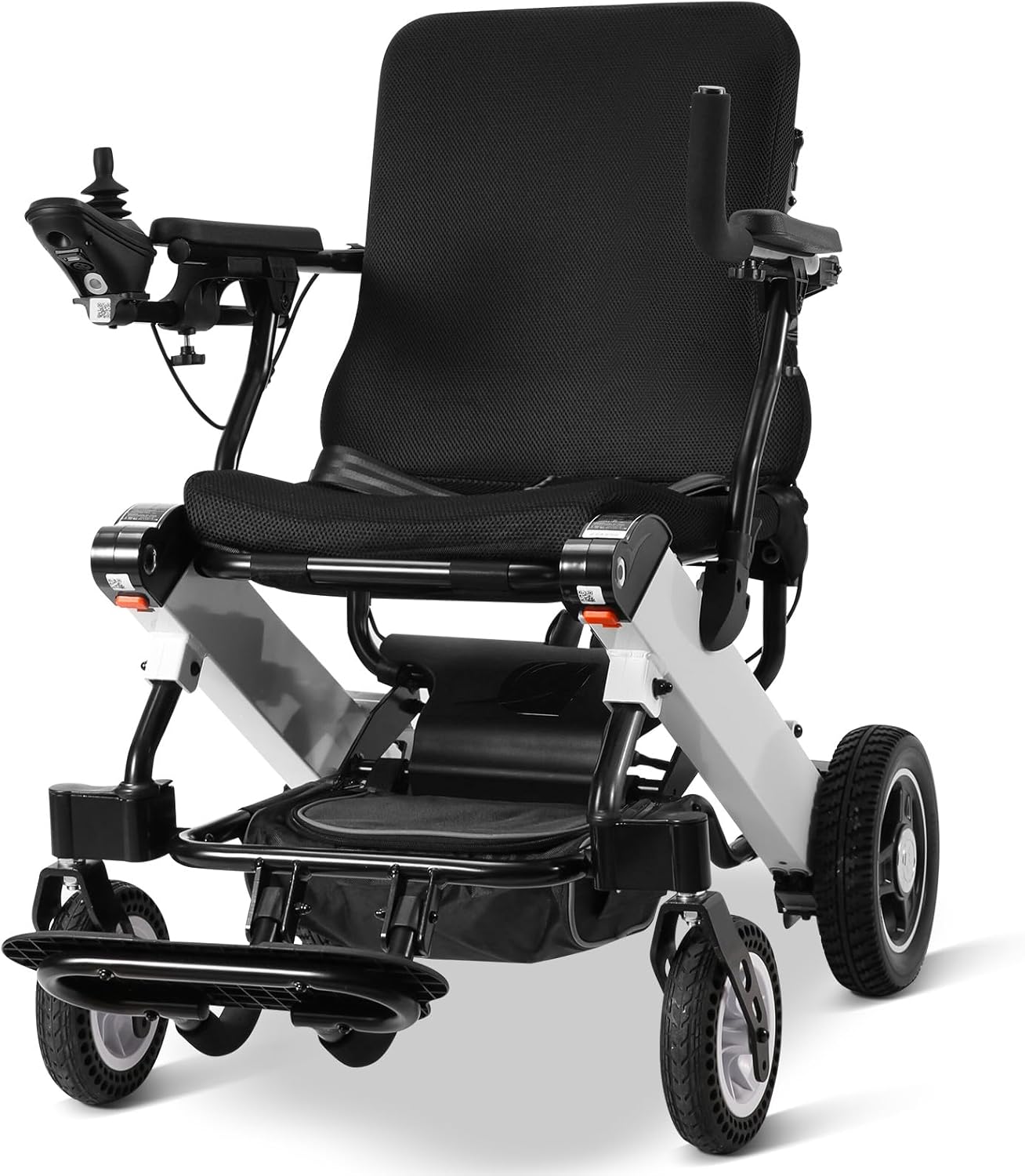 Careboda Intelligent Lightweight Foldable Electric Wheelchair, 15.5 Miles Range All Terrain Comfortable Motorized Wheelchair, 2x180W Powerful Motor, Anti-Tipper, Airline Approved, Weight 56 lbs