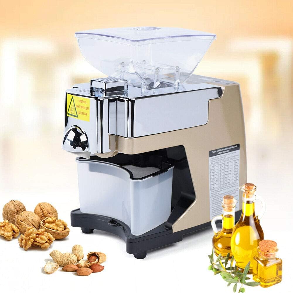 Oil Press Machine for home, 110V 450W Hot & Cold Oil Press, Fully Automatic Oil Extractor, Stainless Steel Nut Oil Press Machine, w/Voice Prompt for Commercial Home