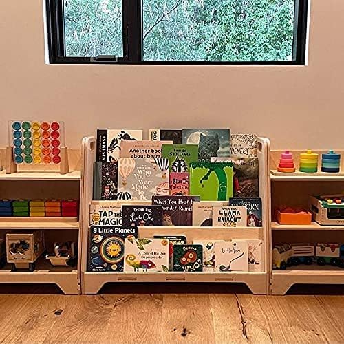 Bush Acres Large Montessori Bookshelf | Toddler Bookcase - Kids Library - Montessori Wooden Furniture | Nursery Gift | Wooden Book Shelf - Made in USA